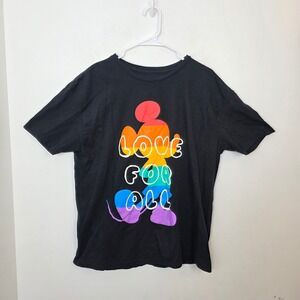 Disney Pride Collection Love For All Mickey Mouse Rainbow Black T-Shirt XL